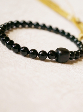 天然黑曜石手链女韩版简约个性