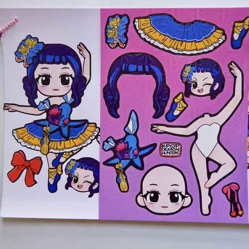猎魔女团贴纸舞蹈版K-pop益智解压装饰画创意玩具手工换装过家家 - 图2