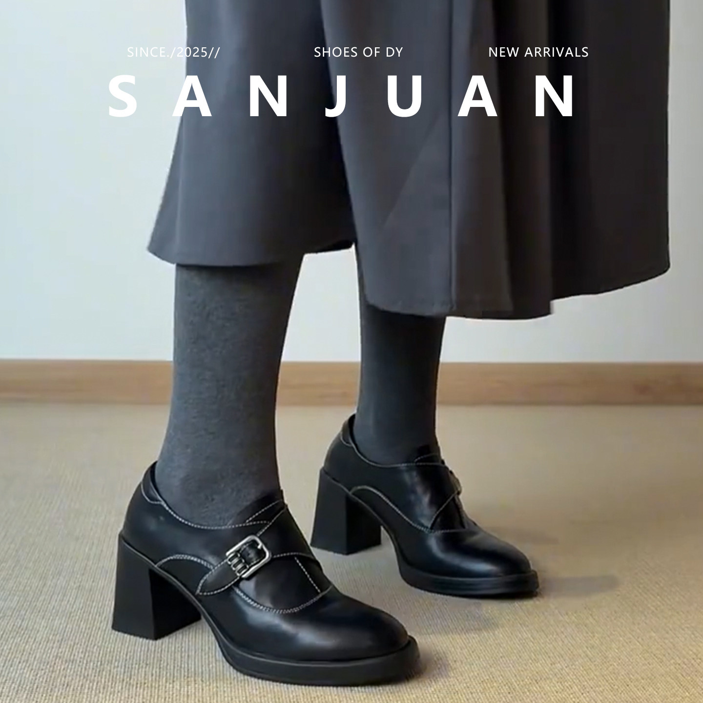 【三卷】厚底圆头皮带扣小皮鞋女2025秋冬新款学院风百搭粗跟单鞋,淘宝优惠券,粉丝福利购,淘宝优惠卷