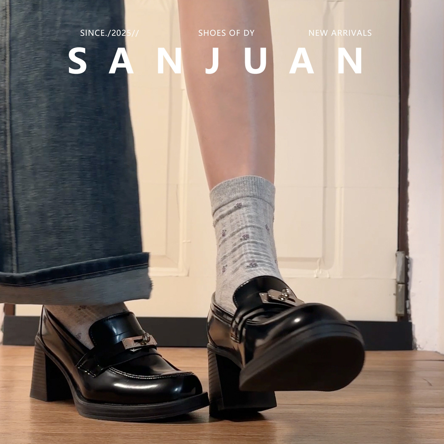 羊皮版sanjuan三卷复古女乐福鞋厚底学院圆头粗跟单鞋百搭小皮鞋,淘宝优惠券,粉丝福利购,淘宝优惠卷