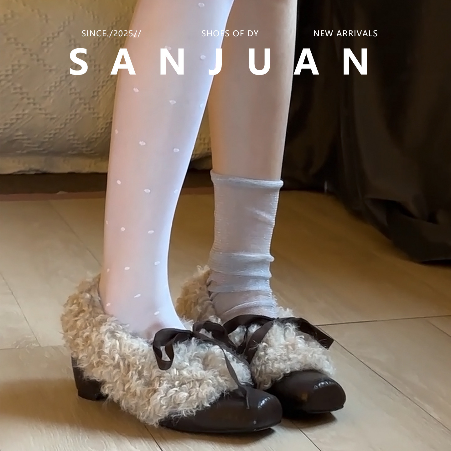 三卷sanjuan羊羔毛毛玛丽珍鞋女冬加绒高跟小皮鞋保暖单鞋内增高,淘宝优惠券,粉丝福利购,淘宝优惠卷