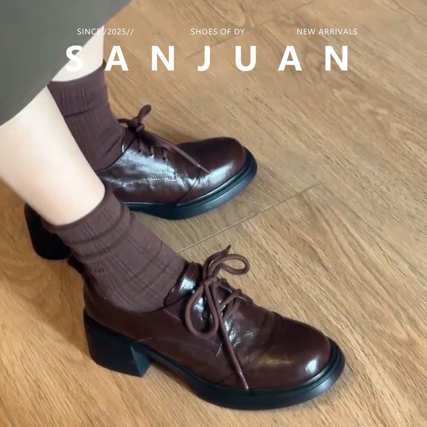 羊皮版dingyun丁允小皮鞋女粗跟英伦风加绒厚底学院风通勤单鞋,淘宝优惠券,粉丝福利购,淘宝优惠卷