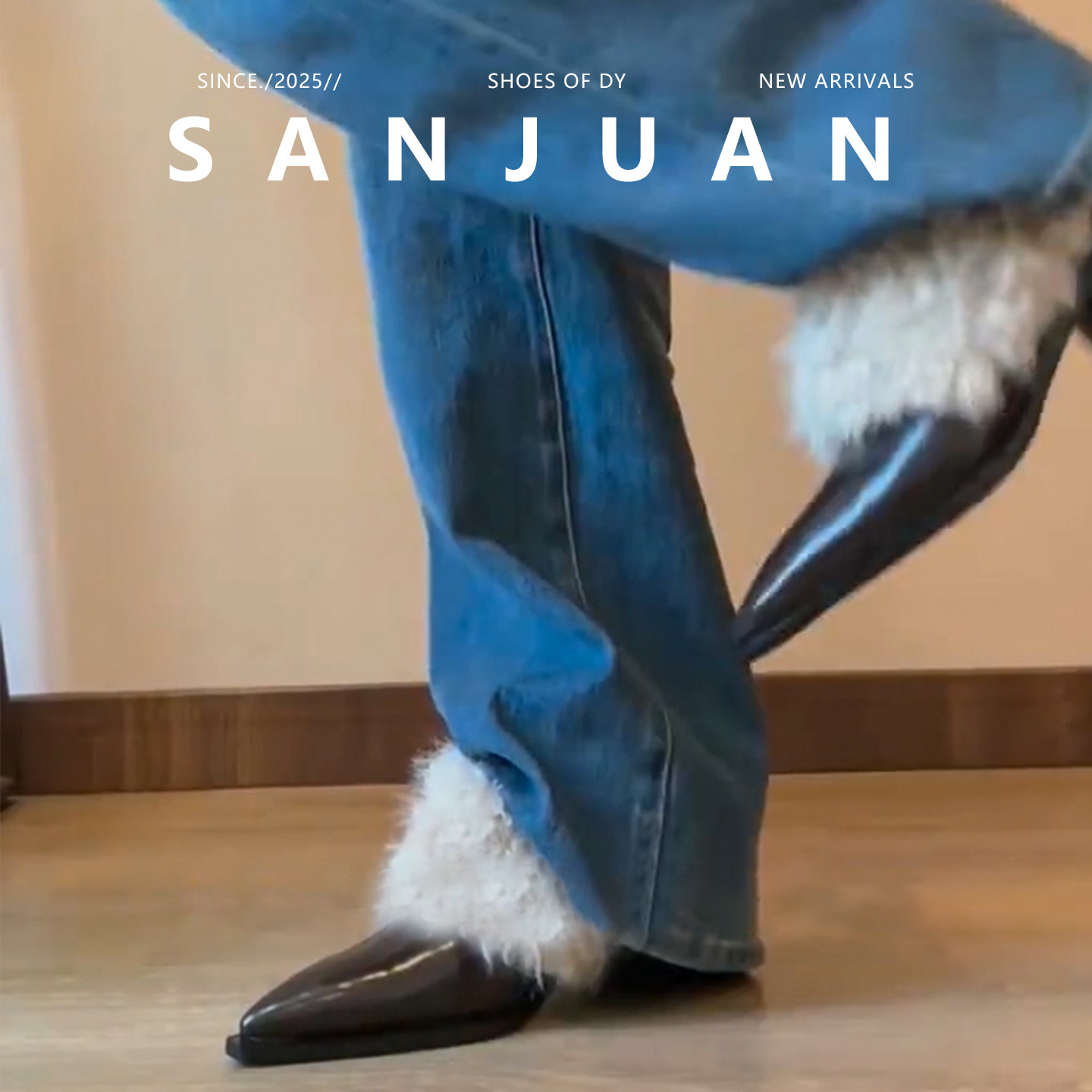 羊皮版sanjuan三卷羊羔毛毛毛鞋外穿尖头粗跟高跟鞋保暖加绒单鞋,淘宝优惠券,粉丝福利购,淘宝优惠卷