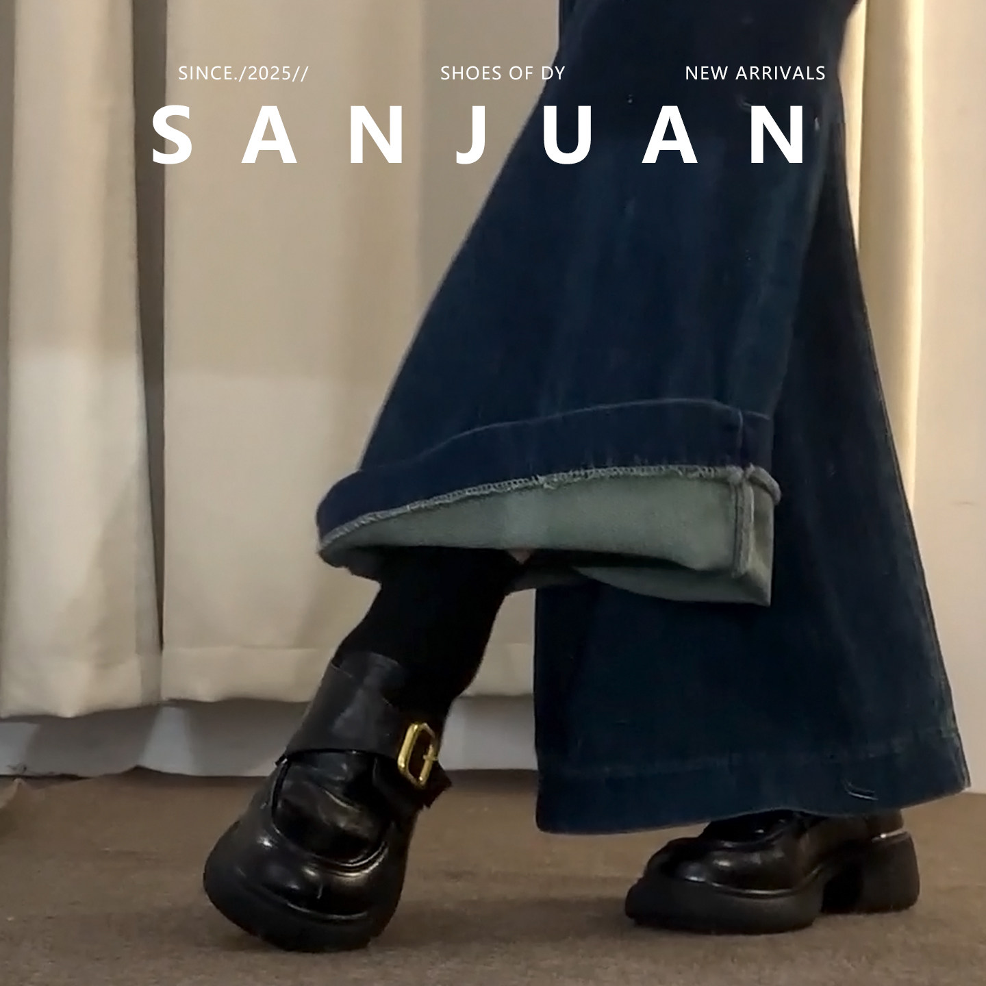 羊皮版sanjuan三卷厚底乐福鞋女英伦粗跟单鞋学院风小皮鞋小个子,淘宝优惠券,粉丝福利购,淘宝优惠卷