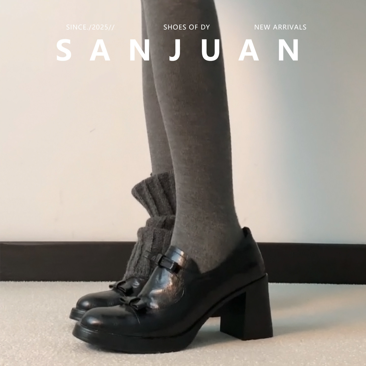 羊皮版sanjuan三卷厚底圆头小皮鞋女乐福高跟鞋学院风粗跟单鞋,淘宝优惠券,粉丝福利购,淘宝优惠卷