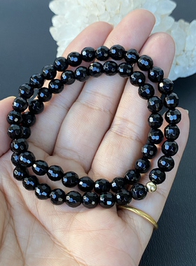 黑玛瑙切面手链女款生日礼物