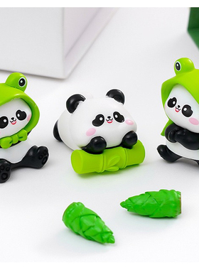 可爱萌萌青蛙雨衣熊猫公仔萌粒儿童礼物盲袋配件车载桌面小摆件