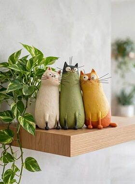 跨境新品 Quirky Cat Vase 精致的古怪小猫花瓶家居桌面树脂摆件