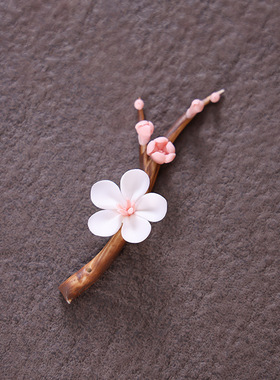 手工陶瓷香插笔搁手捏花新中式小梅花枝家居书房桌面传统饰品摆件