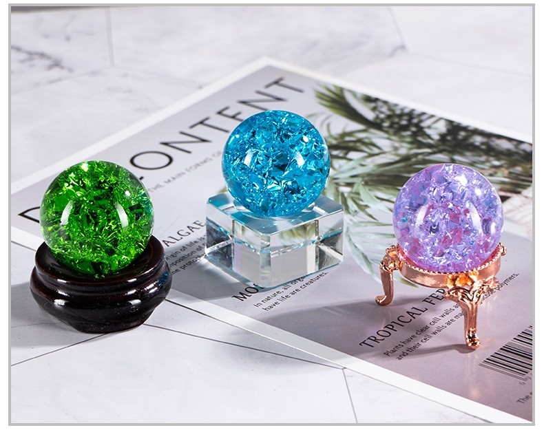 彩色水晶球冰裂球 实心玻璃球 假山喷泉鱼缸流水盆景工艺品摆件,淘宝优惠券,粉丝福利购,淘宝优惠卷