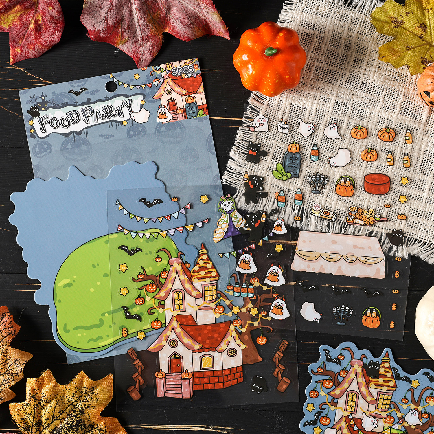 万圣节南瓜树屋儿童3d立体微缩场景造景贴纸贴画宝宝益智小屋玩具,淘宝优惠券,粉丝福利购,淘宝优惠卷