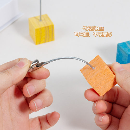 创意复古原木便签卡片名片夹子桌面立式照片夹留言便签夹装饰摆件 - 图0