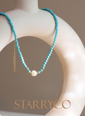 镀K金绿松女气质艺术叠戴锁骨链