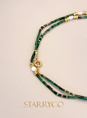 气质天然玉长链女百搭绿色毛衣链