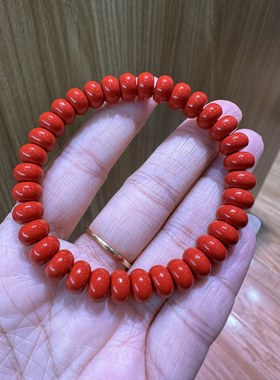天然正品保真朱砂红砂盘珠手链 尺寸8.6*5.2 ㎜单圈手链