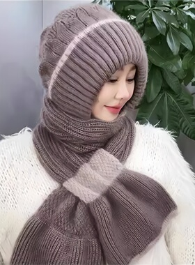 帽子围巾一体加绒加厚