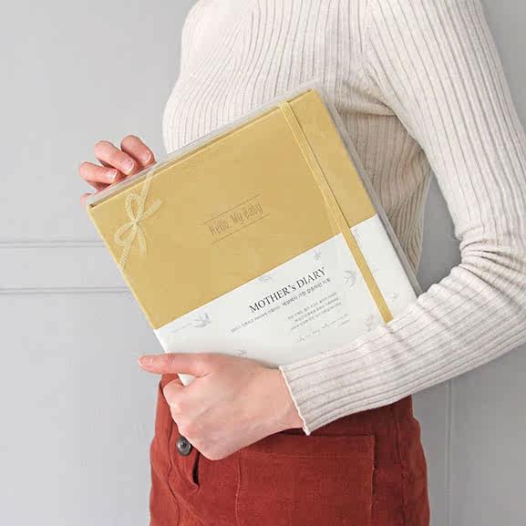 韩国indigo宝宝成长记录本硬面绑带活页纪念册