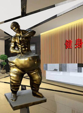 石膏肌肉男健身骑自行车雕塑摆件