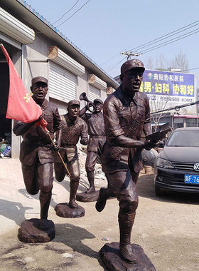 定制八路军雕塑玻璃钢老红军长征