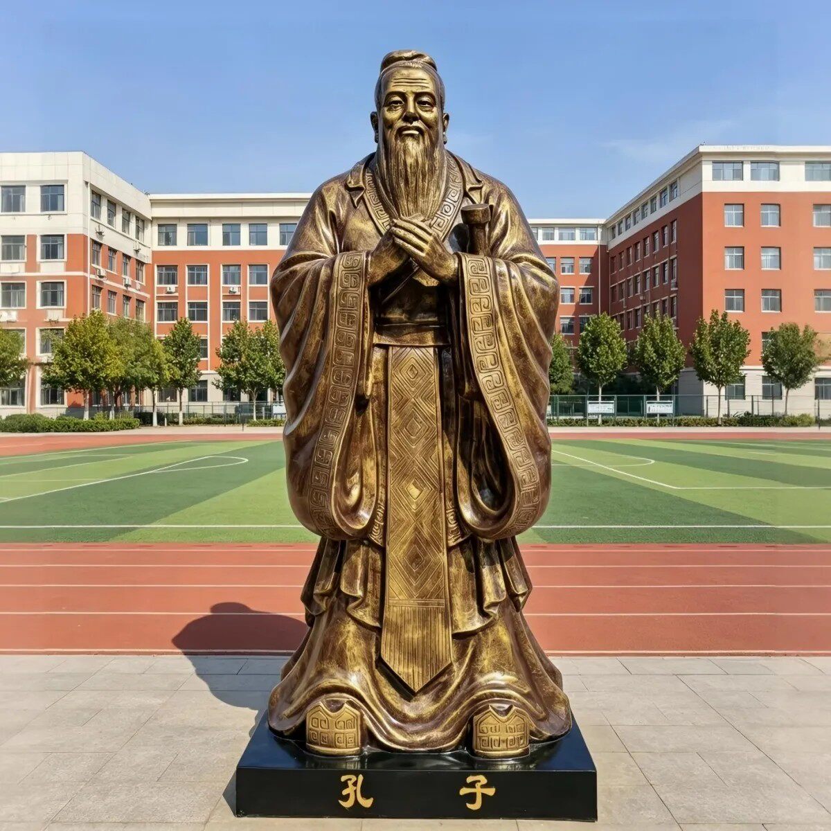 定制孔子雕塑玻璃钢订做老子雕像亲人物铸铜肖像校园文化大型摆件