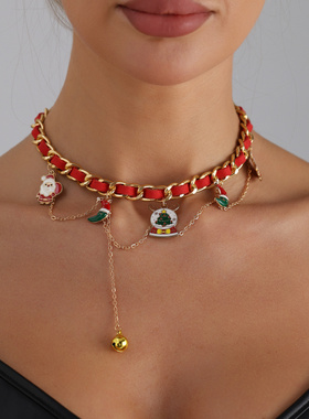 欧美跨境饰品圣诞节多元素项链女