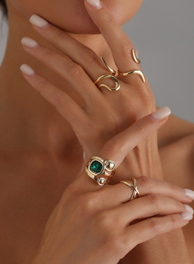 欧美跨境饰品ins小众金属质感多