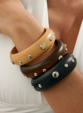 欧美跨境ins冷淡夸张国风木质宽