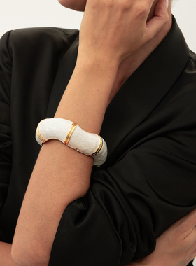 欧美跨境冷淡风潮流个性不规则波浪手饰 ins夸张时尚滴油开口手镯