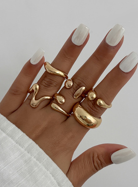 欧美跨境夸张交叉螺纹光面关节戒