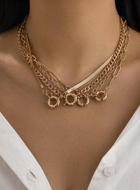 欧美跨境简约单层锁骨十字链项链