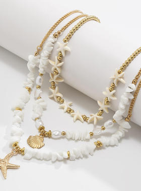 欧美跨境软陶珍珠叠戴款ins风