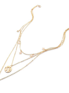 欧美跨境饰品 世界地图合金吊坠项链 女士新品五角星月牙配饰项饰