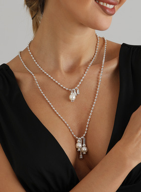 欧美跨境饰品轻奢高级感珍珠吊坠