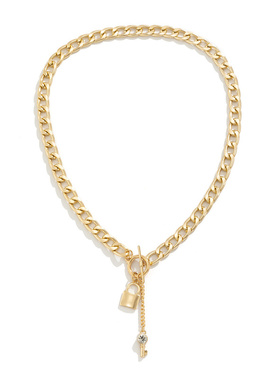 欧美跨境饰品朋克粗链锁形钥匙吊