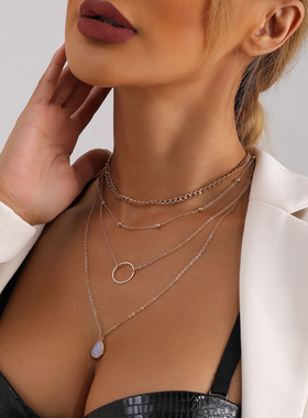 外贸跨境饰品时尚多层金属链条