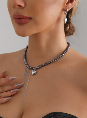 欧美跨境饰品气质精致爱心玻璃珠