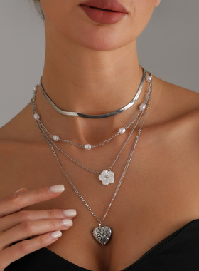 欧美跨境饰品爱心相片盒花朵蛇链