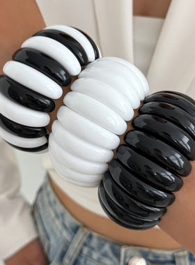 欧美跨境个性拼色轮胎镯宽手链手