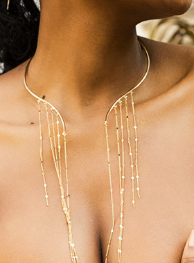 简约几何型星星圆珠锁骨链小众