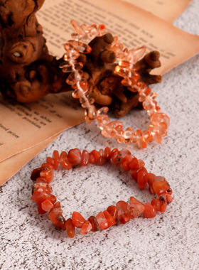 欧美跨境饰品 天然水晶碎石弹力绳手链女 现货个性高级感首饰配饰