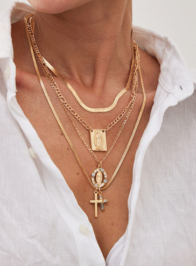 欧美跨境饰品甜酷复古十字架流苏
