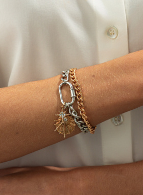 欧美跨境嘻哈撞色金属链条套装手