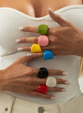 欧美跨境ins糖果色椭圆几何关节