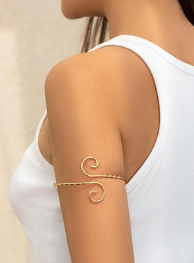 跨境嘻哈风缠绕螺纹碎石开口臂镯  个性民族蛇形手饰手镯首饰配饰