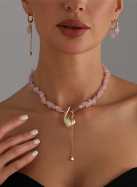 欧美跨境饰品温柔系玫粉色爱心