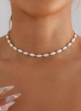 欧美淡水贝壳项链高级感巴洛克