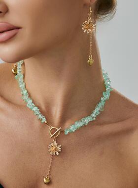 欧美跨境度假风碎石锁骨链项饰套