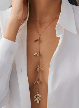 欧美跨境冷淡风长款Y形流苏吊坠