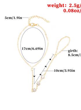 欧美跨境饰品 时尚街头潮流个性连指手链 流行热卖3个钻手链女