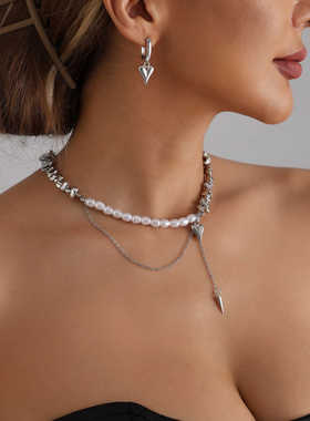 欧美跨境饰品爱心锥形流苏不规则